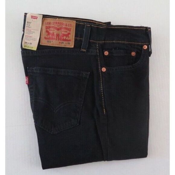 Levi's 511 Men's Sz 29x32 Black Slim Fit Straight Leg Denim Jeans - Picture 3 of 6